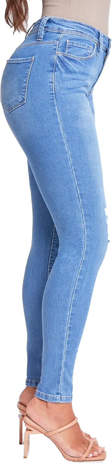 YMI Womens YMI Womens Basic 1-Button High-Rise Skinny Jean Made with Recycled Fibers - Image 2