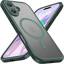 ImpactStrong Magnetic Guard for iPhone 16 Case [Camera Protection] [Military Grade Drop Tested] [Compatible with MagSafe] Slim Translucent Matte Phone Case (6.1") - Dark Green