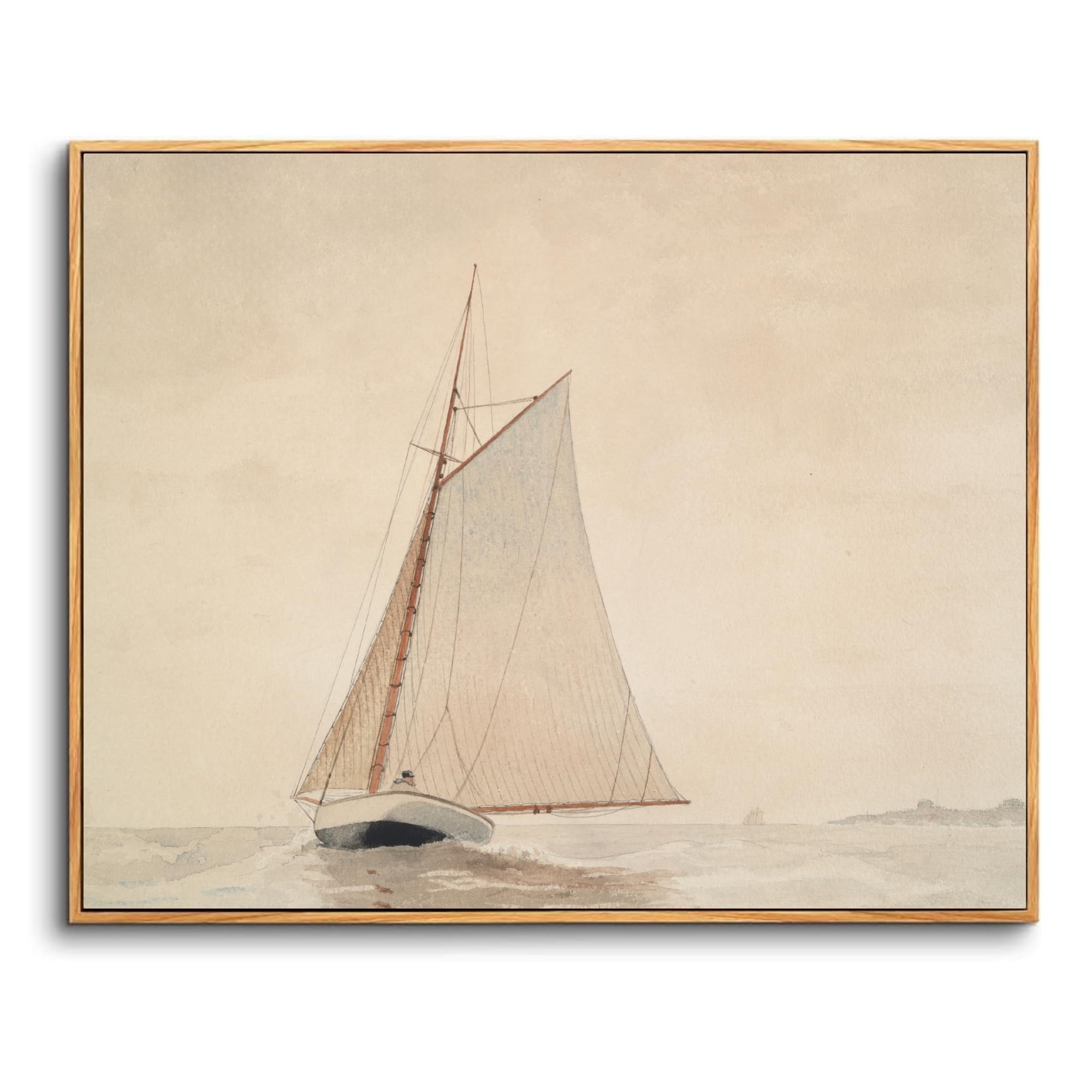 hyidecorart Cuadros Decoracion Dormitorios con Marco Madera, 30x40 cm Vintage Lienzos Decorativos Pared Salon, Cuadros Pequeños Decoracion Pared Barco de Vela Náutico, Moderno Wall Art Comedor Pasillo