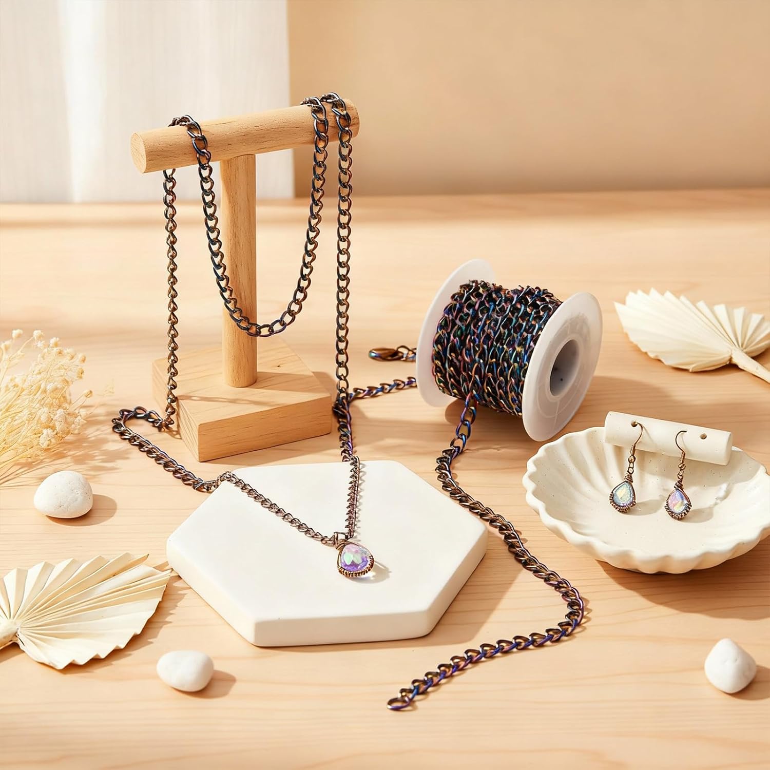 Jadive 4 Rolls 39.4 Feet Aluminium Necklace Chains 6.5 mm Twisted Links Spool Chain Jewelry Making Chains for Bracelet Necklace Jewelry Making(Colorful) - Image 3