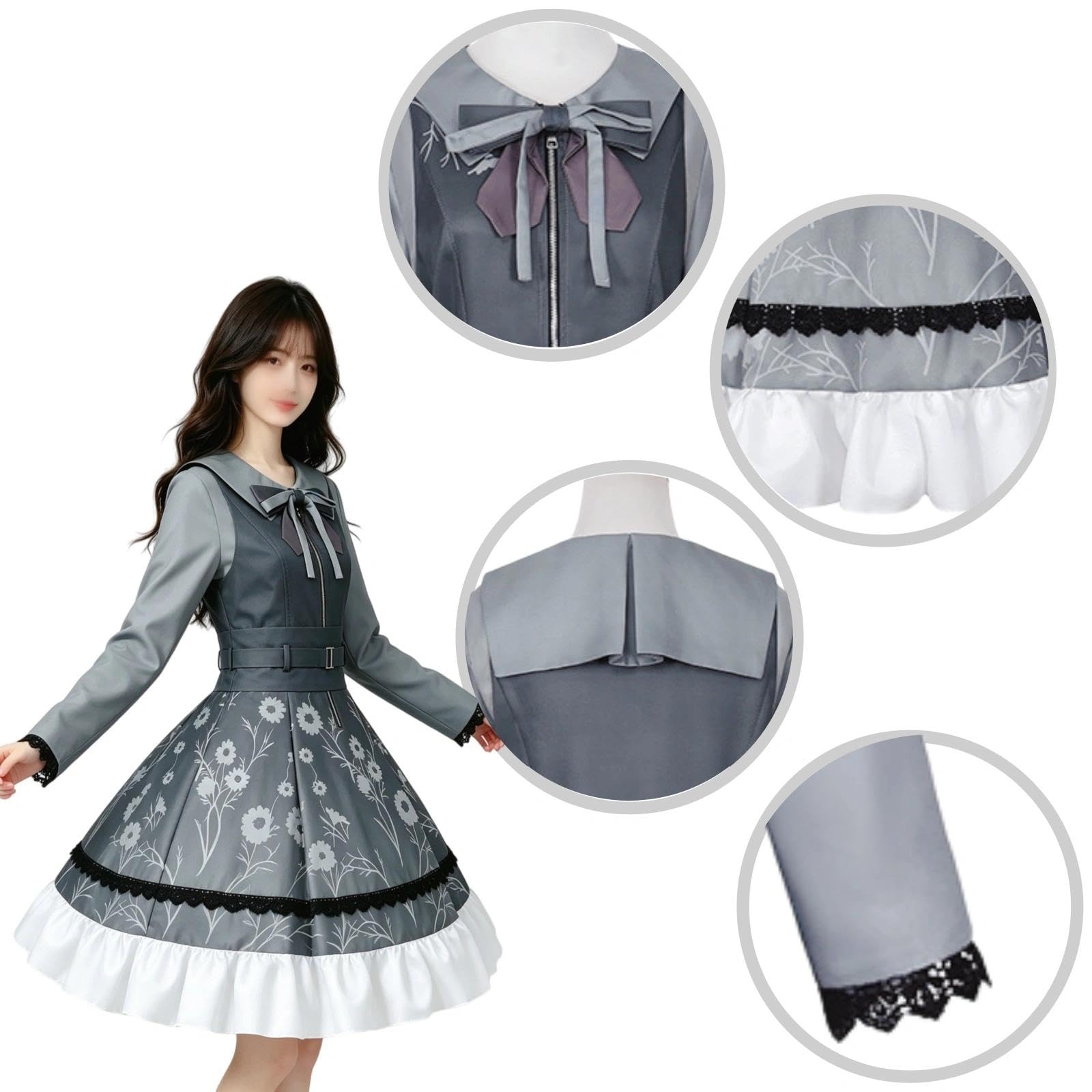 Halloween Kostüm für Erwachsene, Karneval Rollenspiel Cosplay Komplettset – Akiyama Mizuki Stil