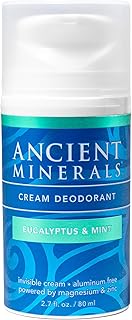 Ancient Minerals Natural Deodorant Cream – Eucalyptus & Mint Scent, Aluminum-Free, Vegan Deodorant for Women and Men with Magnesium, Zinc & Vitamin E, for Sensitive Skin, 2 oz