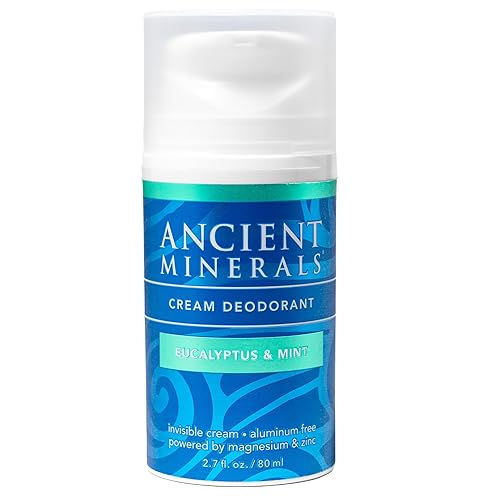 Ancient Minerals Crema desodorante natural, aroma a eucalipto y menta, sin aluminio, desodorante vegano para mujeres y hombres con magnesio, zinc y