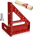 3D Multi Angle Measuring Ruler, Carpenter Square High Precision Square Woodworking Square Tool Measuring Layout Scribing Ruler, 22.5-90 Degree Aluminum Square Protractor with Angle Position Pin