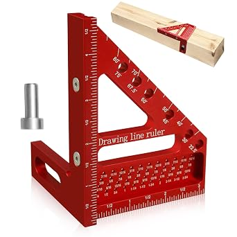 3D Multi Angle Measuring Ruler, Carpenter Square High Precision Square Woodworking Tool Measuring Layout Scribing Ruler, 22.5-90 Degree Aluminum Protractor with Angle Position Pin