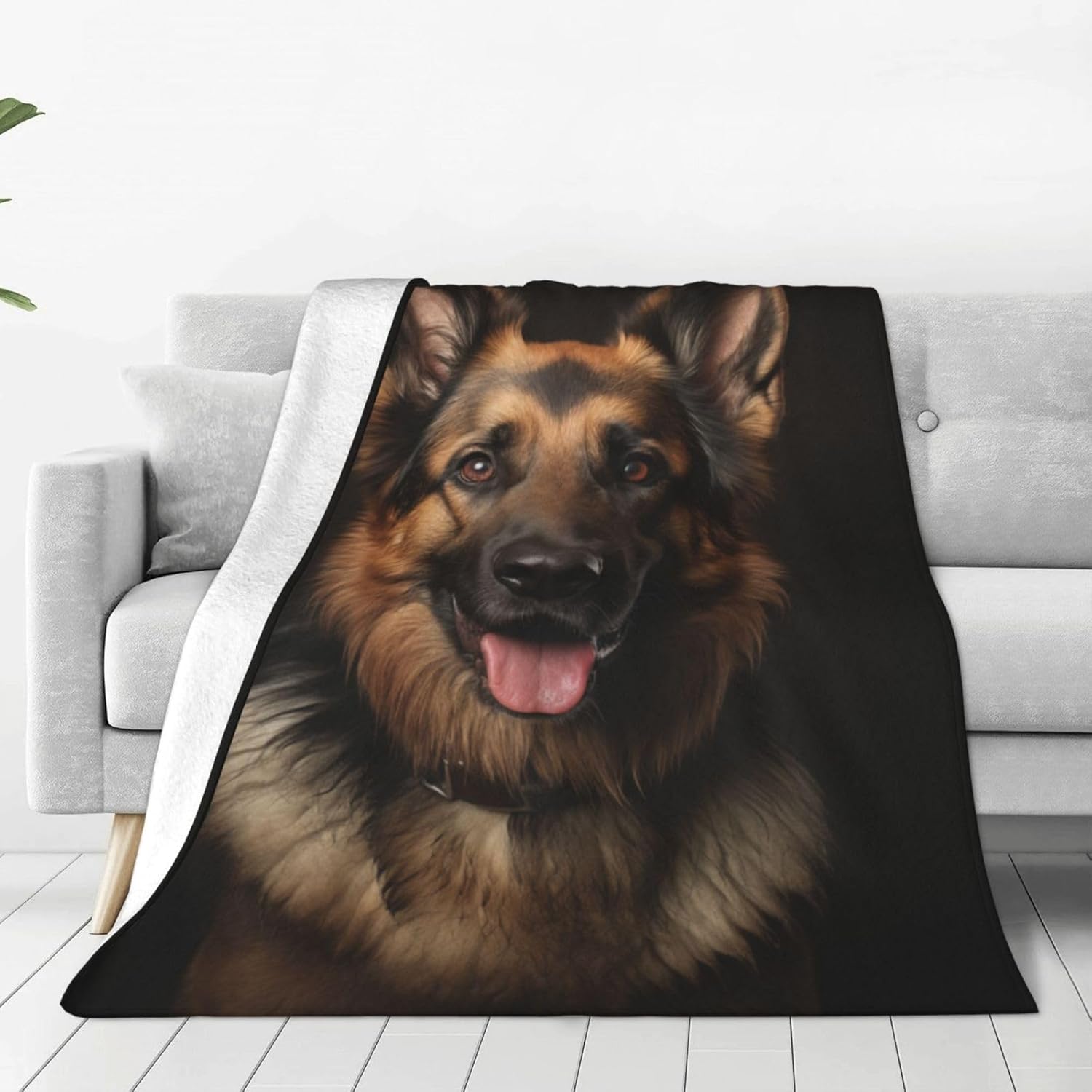 German Shepherd Plush Blanket for Boys & Girls, Super Soft Dog Lovers Gift, Animal Theme Pet Blanket for Bed & Sofa, Valentine's Day Decor, 60x50 inch - Image 2
