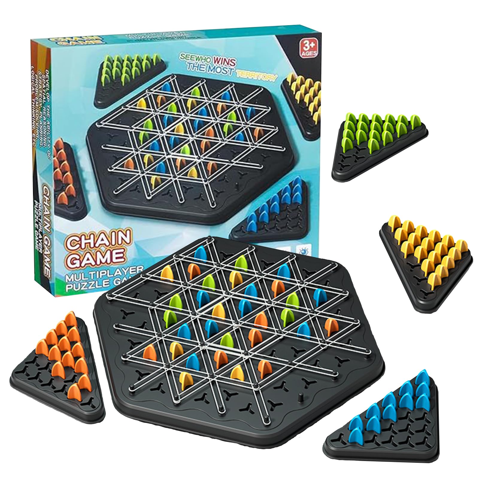 Triggle Geometrisches Schachspiel – Knobelspiel Für Strategiefans Ab 3 Jahren Mit Gummibändern & Steinen