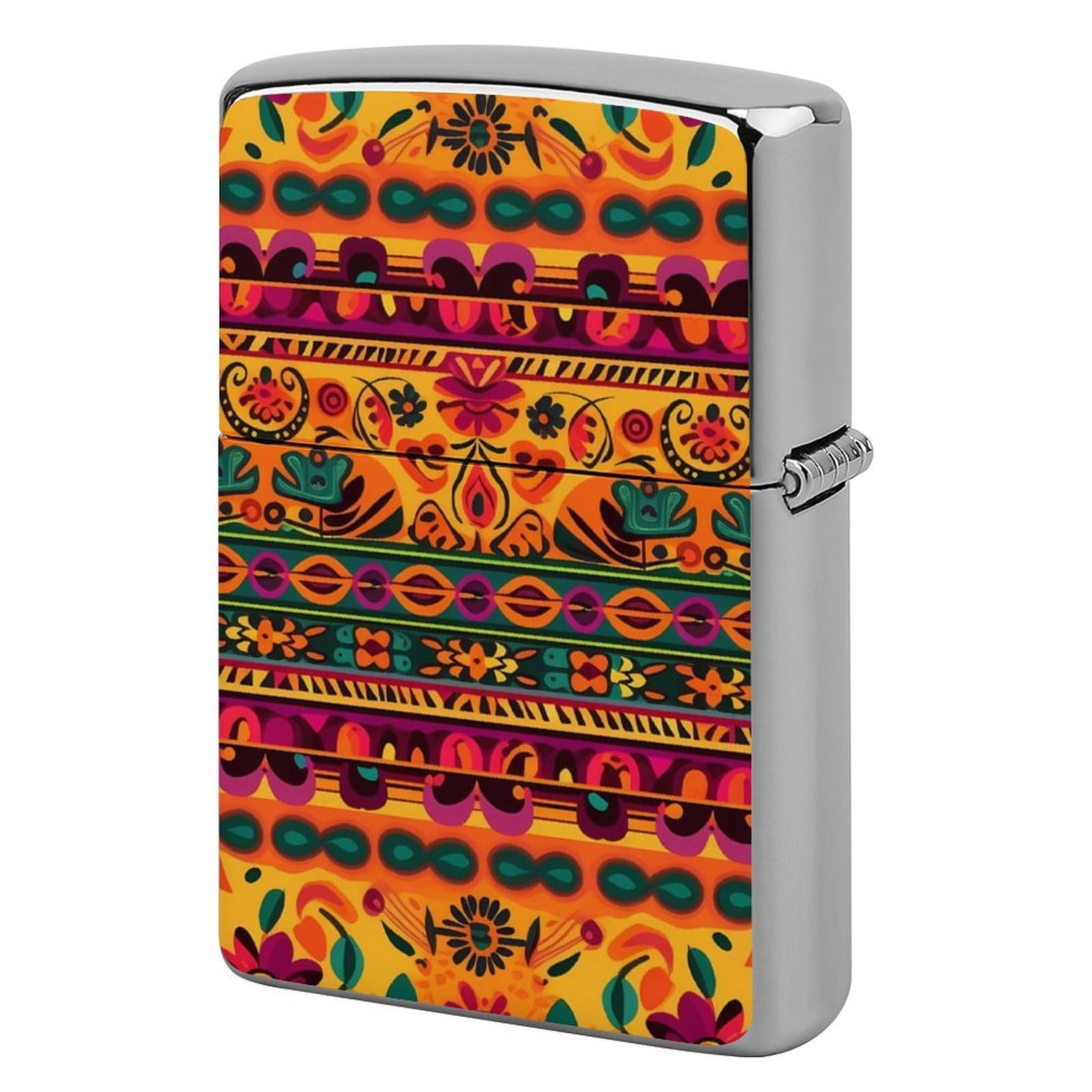 Mexican Folk Art Boho Lighter Case Vintage Metal Lighter Cover Reusable Lighter Protective Sleeve Unique Design Personalized Lighter Sleeve Holder Against Dust and Scratches