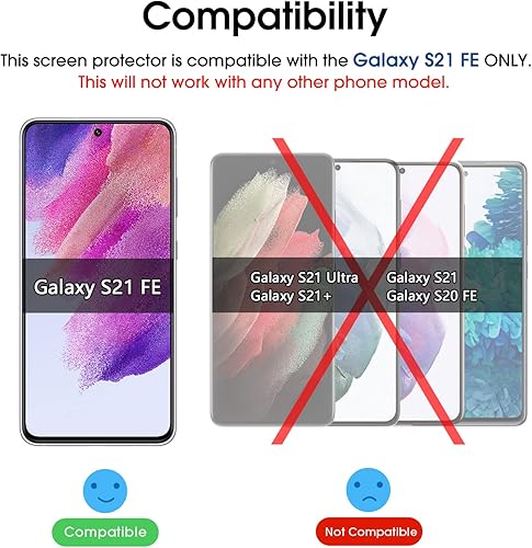 Miniatura 2 de amFilm Paquete de 3 protectores de pantalla de vidrio templado compatibles con Samsung Galaxy S21 FE (edición de ventilador 5G 2021), con kit de