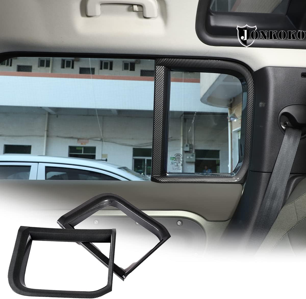 ABS Carbon Fiber Car Inner Rear Window C-Pillar Decoration Frame Stickers for Land Rover Defender 2020-2022 110 Accessories