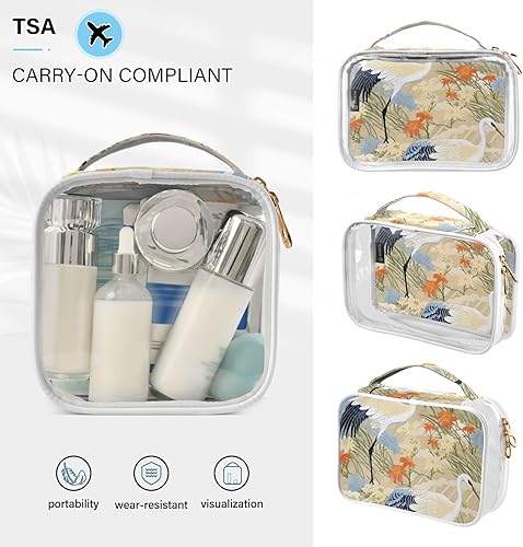 Miniatura 5 de Cranes Flowers Clear Toiletry Bag for Traveling,2 Pack Makeup Cosmetic Bag with Zipper,Travel Bag for Toiletries,Travel Essentials 21215328