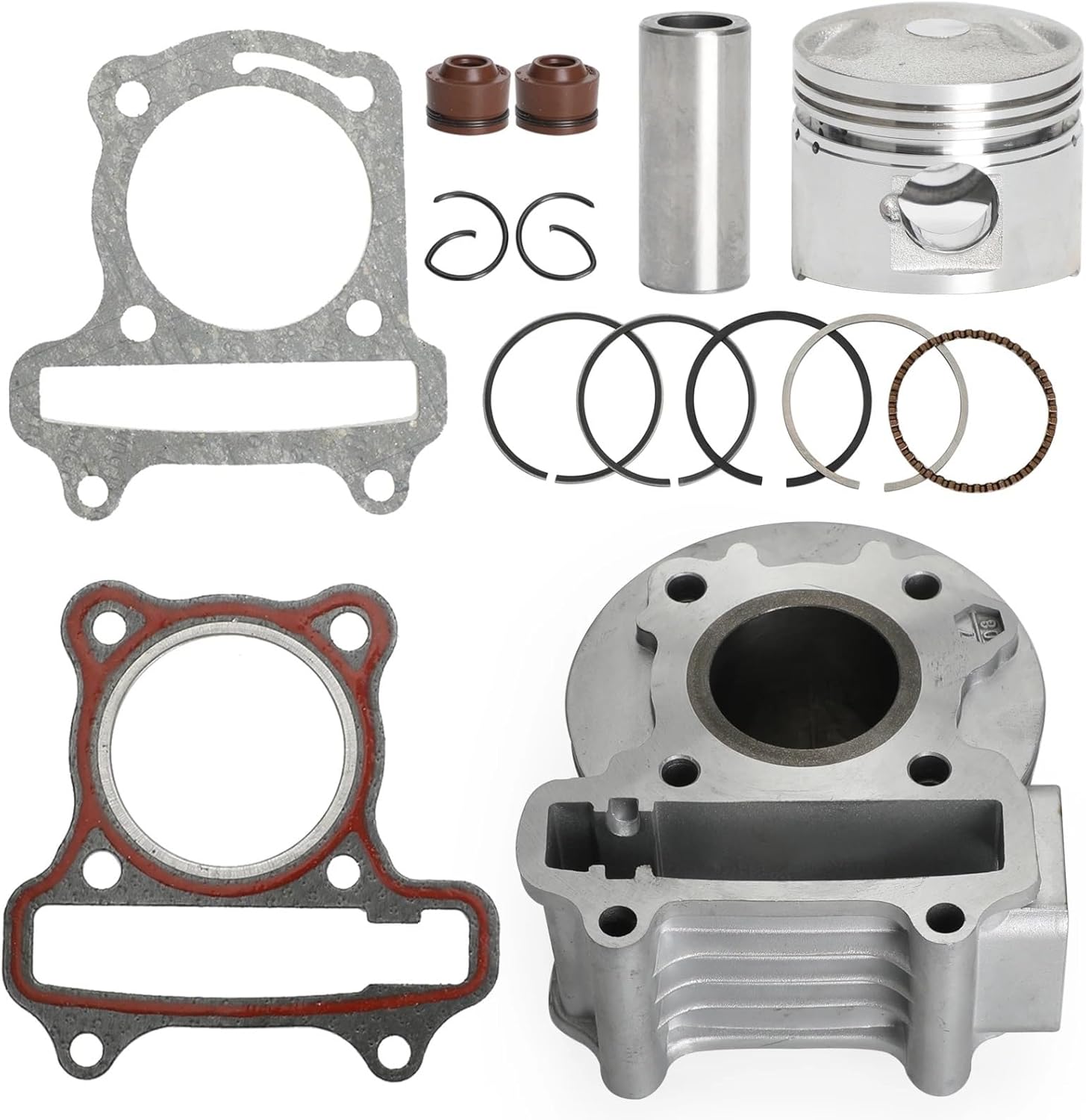 49cc 50cc GY6 39mm Cylinder Jug Piston Top End Kit for 4-Stroke Scooter Moped with 139QMB Engine M587-A040