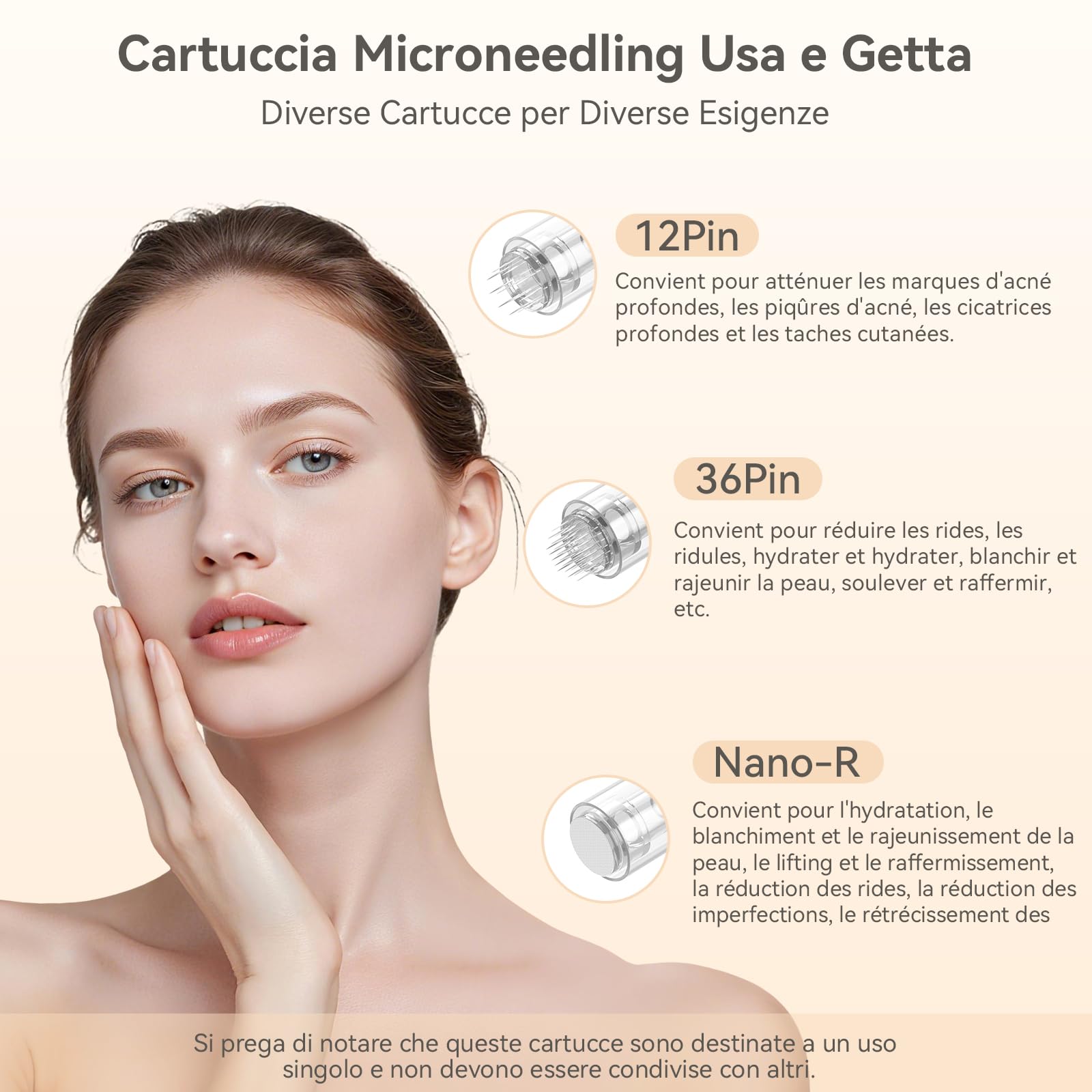 QUELLE Dermapen Microneedling Professionale - Penna Microneedling Viso Elettrico con Display LED, 6 Velocità, 16 Cartucce Ricambio - Derma-Pen Senza Fili