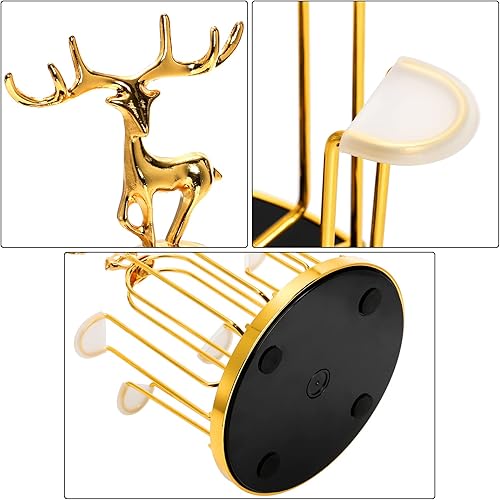 Miniatura 4 de Soporte giratorio para secar tazas, soporte para 6 tazas, organizador de acero antideslizante para tazas, soporte para tazas de vidrio con ganchos