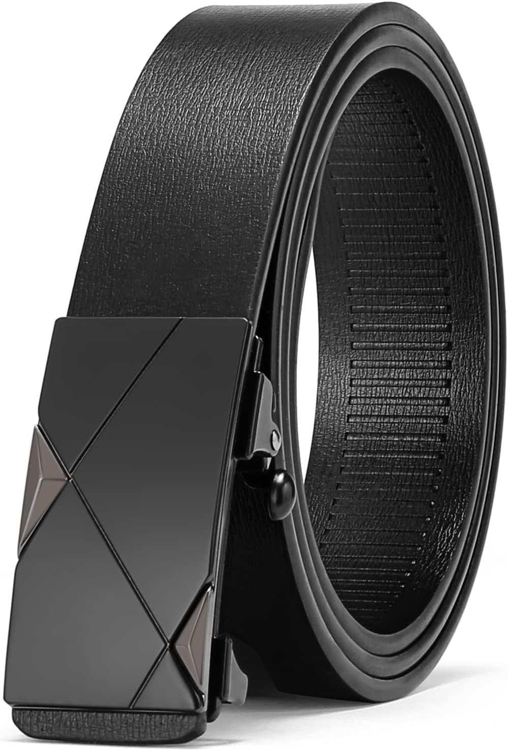 SENDEFN Ratchet Belt for Men Automatic Slide Buckle Adjustable Men Leather Belts for Dress Casual Pants Shirts Jeans