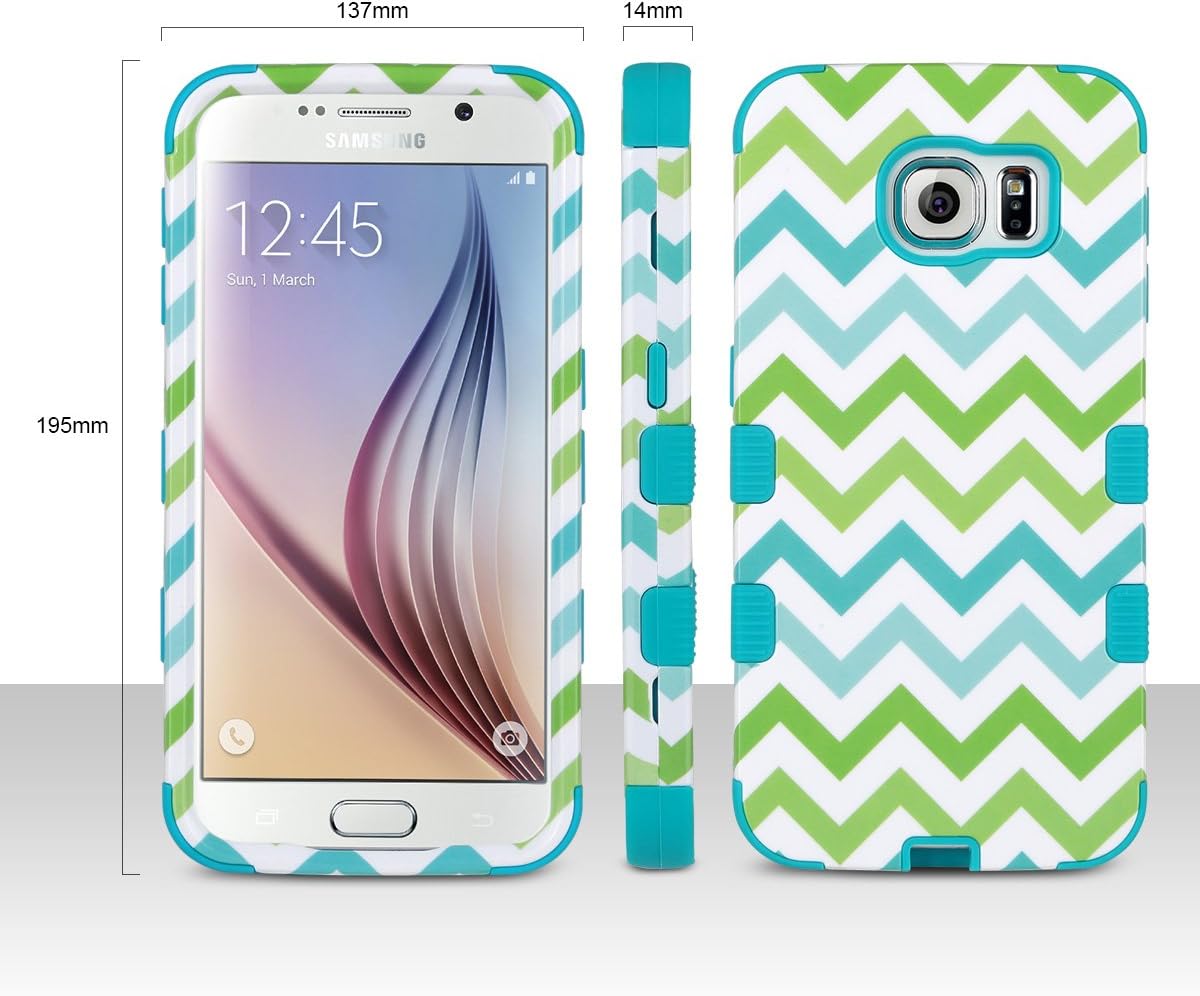ULAK Galaxy S6 Case, S6 Case, Shock Resistant Hybrid Soft Silicone Hard PC Cover Case for Samsung Galaxy S6, Will NOT Fit S6 Active (Wave/Blue)