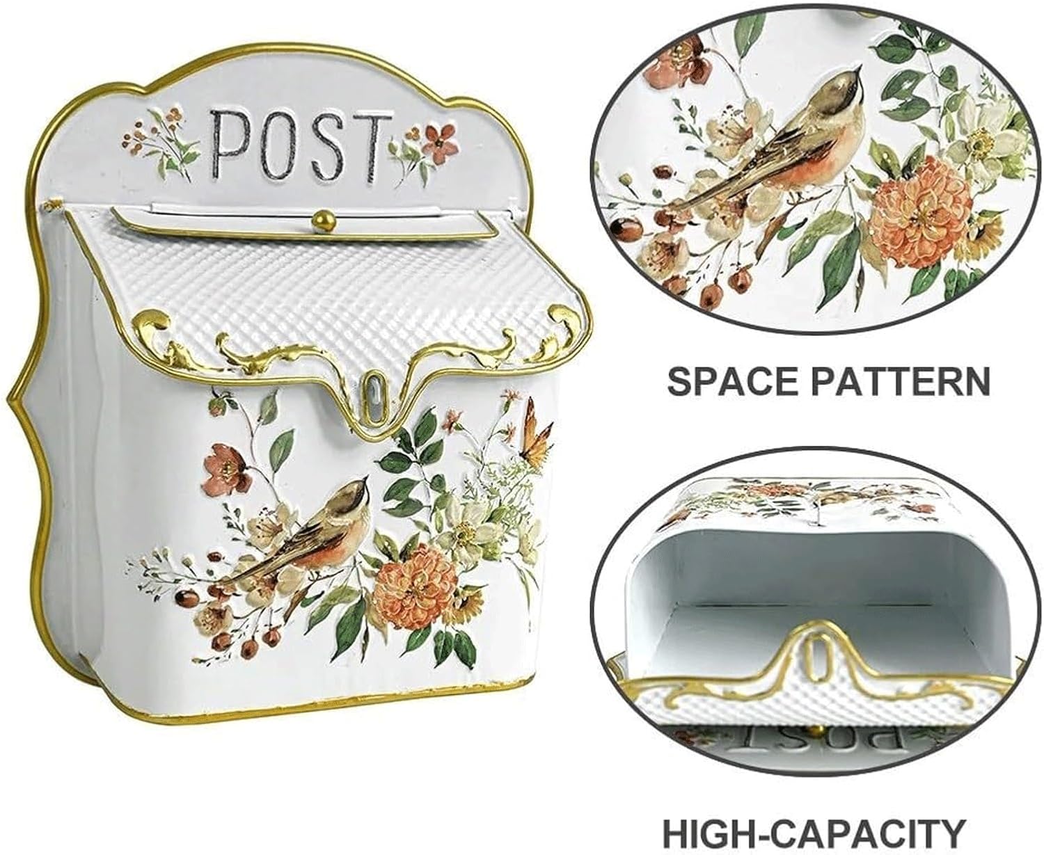 Wall Mount Mailboxes Iron Rustic Mailbox for House Outside Post Box Vintage Drop Box Antique Style Suggestion Box Letter Box