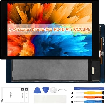 for Amazon Fire HD 10 2019 Screen Replacement - for Amazon Kindle Fire HD10 9TH 2019 LCD Display Digitizer for Amazon Fire HD10 9TH M2V3R5 Touch Screen Glass Full Assembly with Repair Tools
