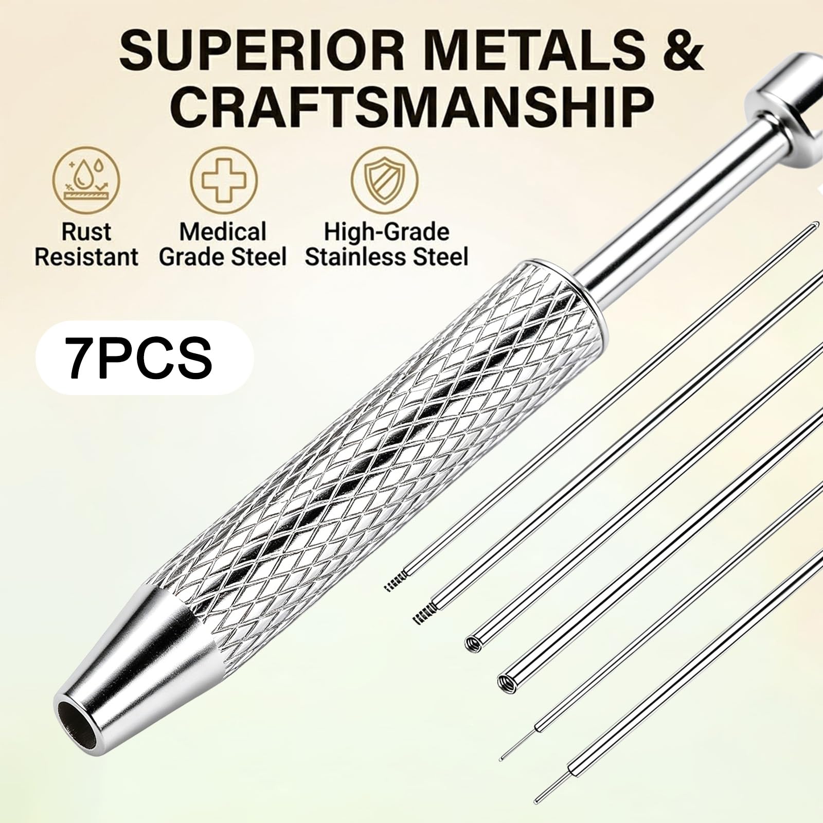 7 Pcs Piercing Ball Grabber and Opener Set - 16G 18G Compatible Piercing Taper Insertion Tool, Stainless Steel Piercing Tools to Change Jewellery, Flat Back Earring Applicator for Ears Nose Lip — view 3