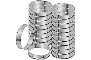 20 Pack 4 Inch English Muffin Rings for Baking, Double Rolled Nonstick...