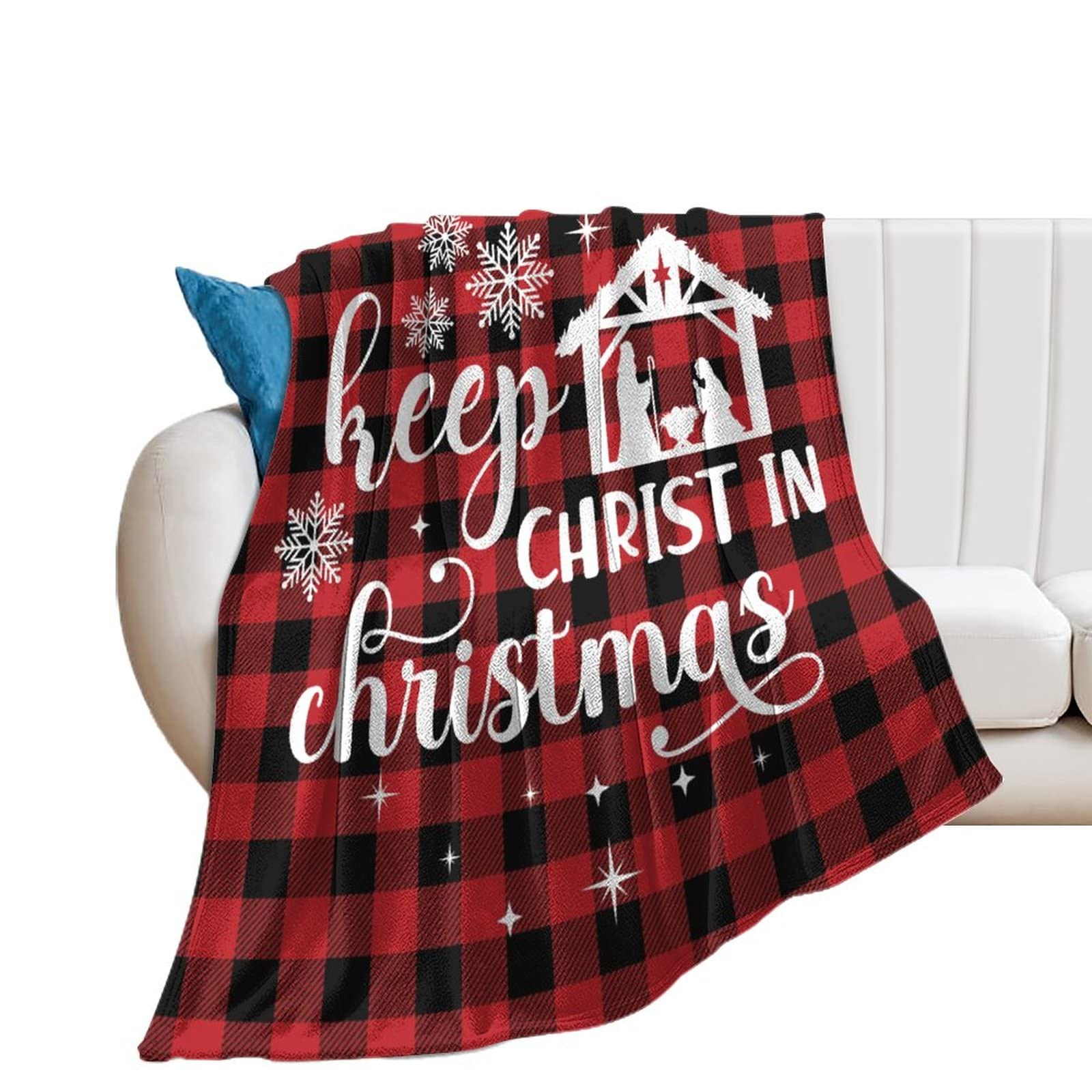Couverture de Noël « Keep Christ in Christmas » pour réchauffer les cœurs en flanelle douce