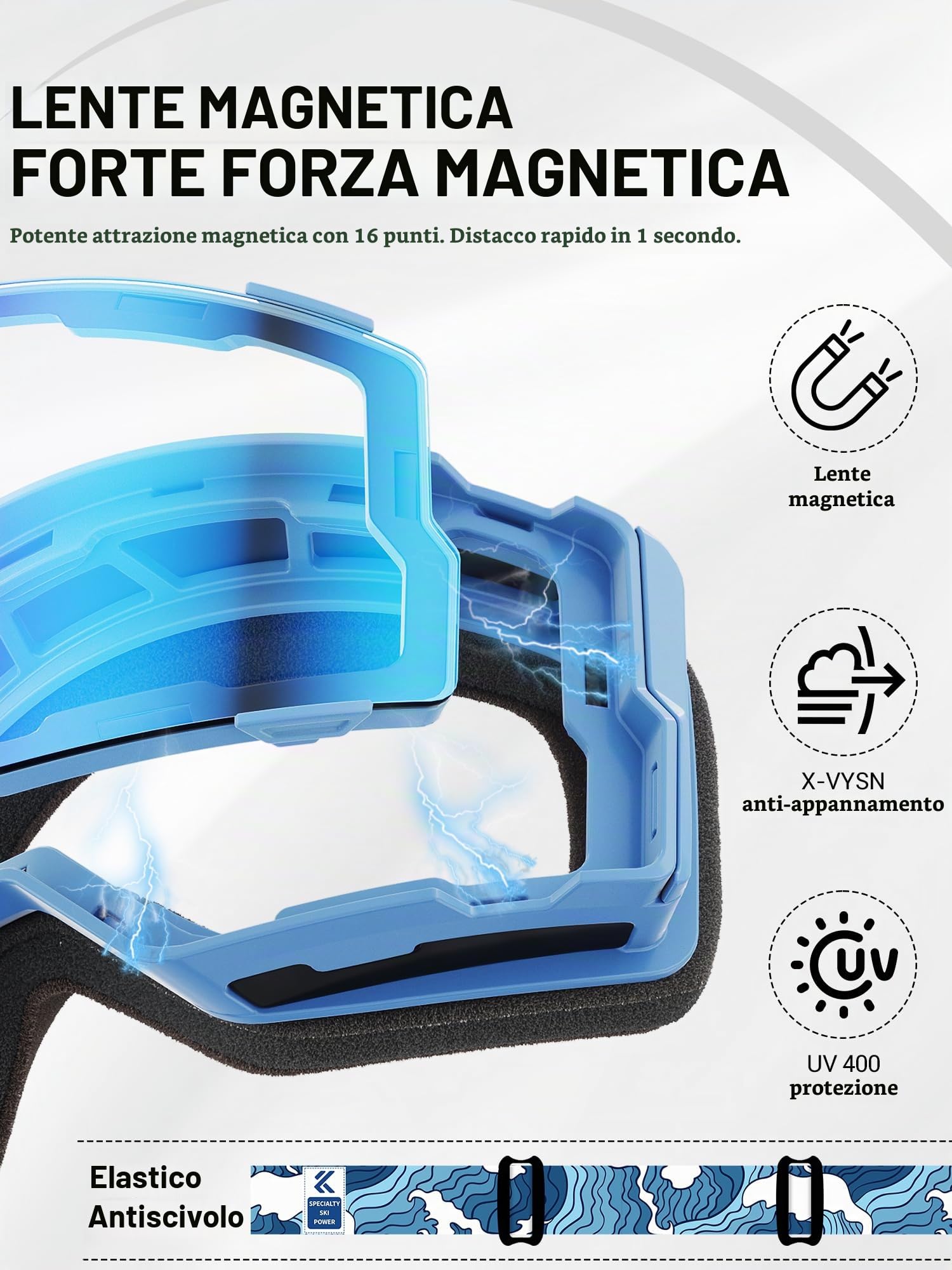 KAPVOE Occhiali da Sci Fotocromatici e Colorati Anti-Appannamento UV400 Design OTG per Uomini Donne e Adolescenti per Sci e Snowboard K722