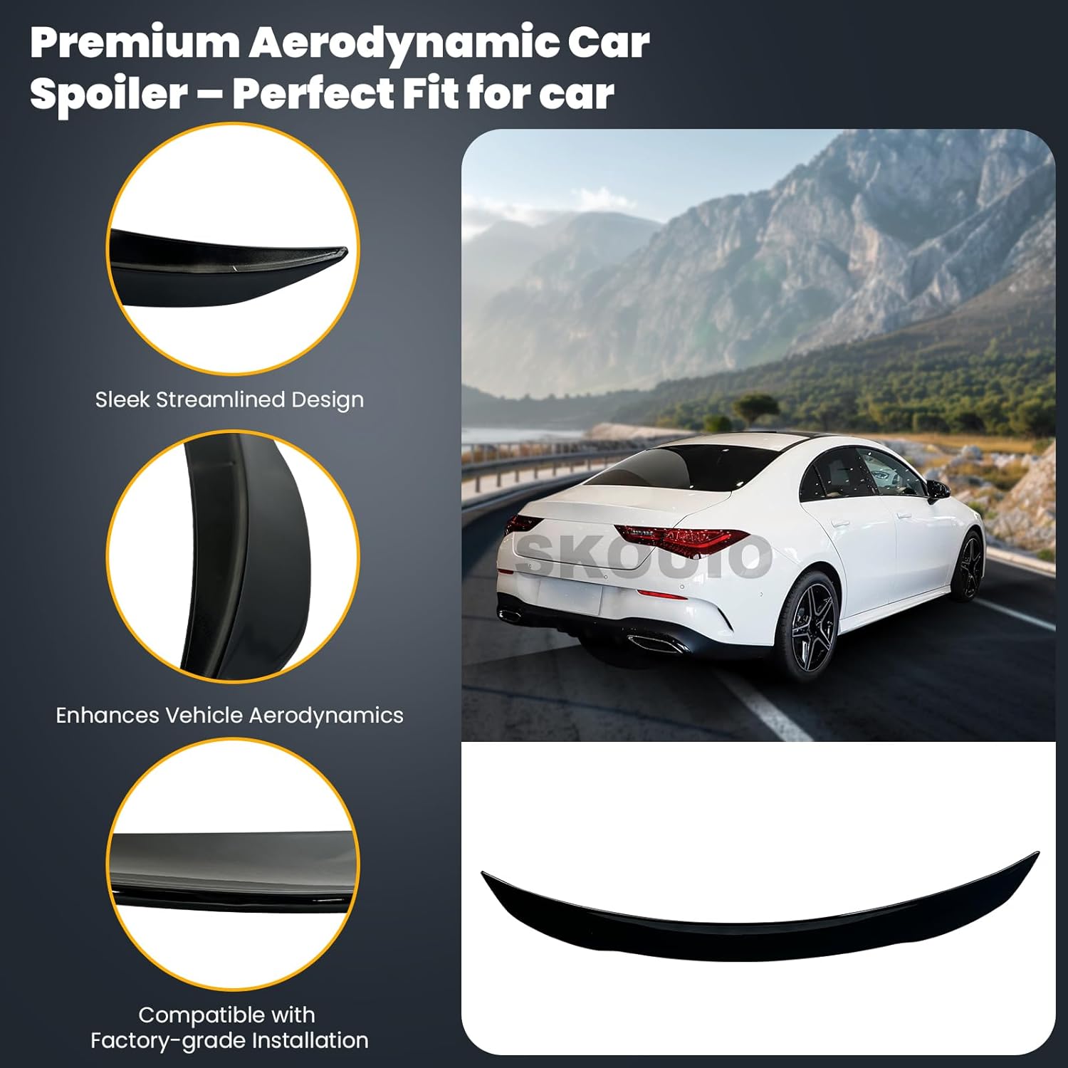 Rear Spoiler Wing for Mercedes-Benz CLA C118 CLA250 CLA35-AMG CLA45-AMG 2020-2025 Glossy Black Auto Exterior ABS Tail Trunk Lip Spoiler Wing Aerodynamic Styling