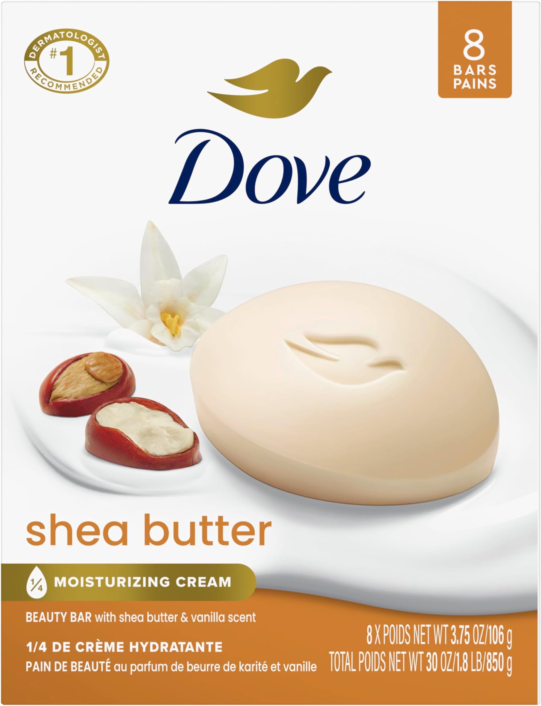Dove 3.75 Ounce (Pack of 72) / Shea Butter / White Soaps