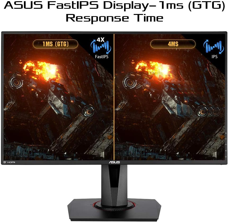 ASUS TUF Gaming VG279QM 27” HDR Monitor, 1080P Full HD (1920 x 1080) Fast IPS, 280Hz, G-SYNC Compatible, Extreme Low Motion Blur Sync 1ms, DisplayHDR 400, Eye Care, DisplayPort Dual HDMI thumbnail 3