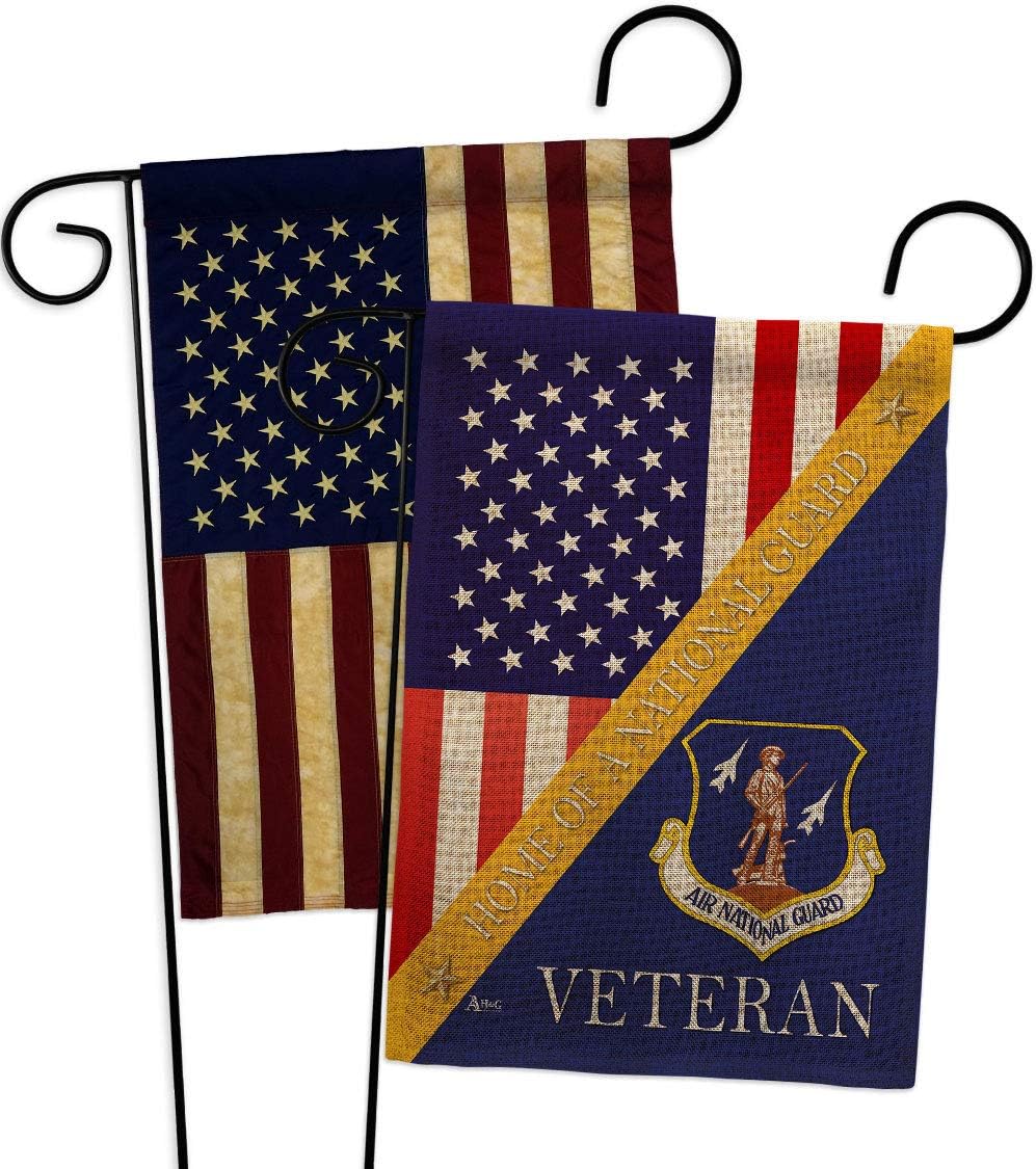 Home of Air National Guard Garden Flags 2pcs Pack Armed Forces ANG United State American Military Veteran Retire Official Small Decorative Gift Yard House Banner Double-Sided Made In USA 13 X 18.5