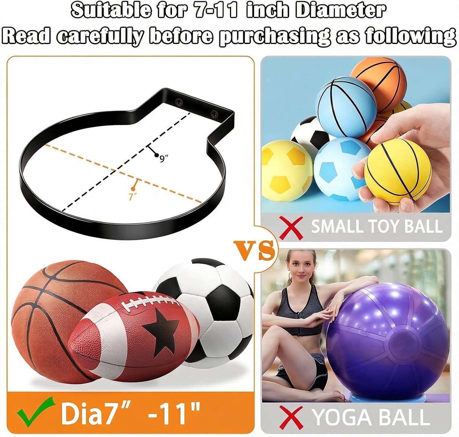 Basketball Holder Wall Mount, Ball Storage Wall Decorations for Basketball, Football, Soccer, Volleyball Collection, Stylish Basketball Rack Display for Home Decor image 3