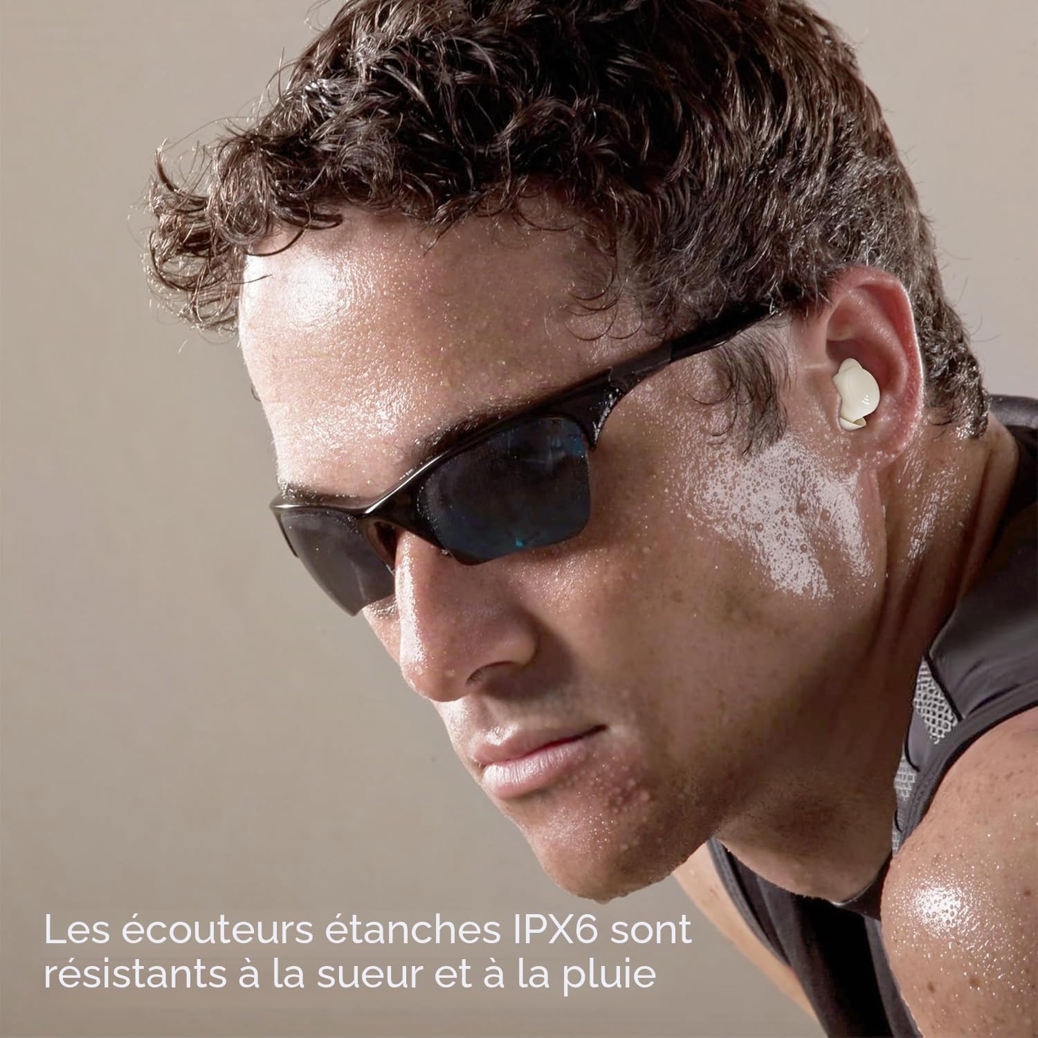 Sleep Earbuds for Side Sleepers Silicone, Mini Casque sans Fil Bluetooth 5.3, Ecouteur Invisibles avec Affichage de Puissance, Casque Sommeil pour l'exercice, Le Travail, la Randonnée(Beige)