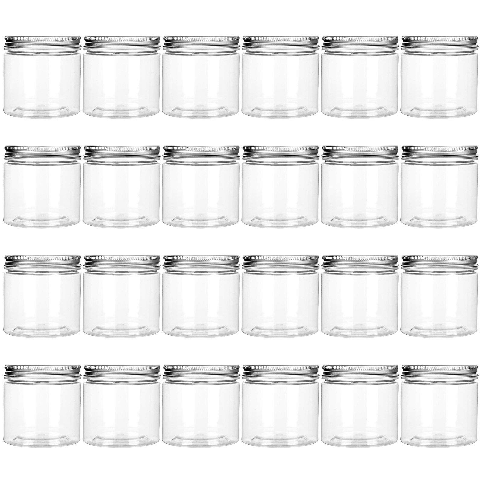 Buy 24Pack 6oz Clear Plastic Storage Jars with Aluminum Lids