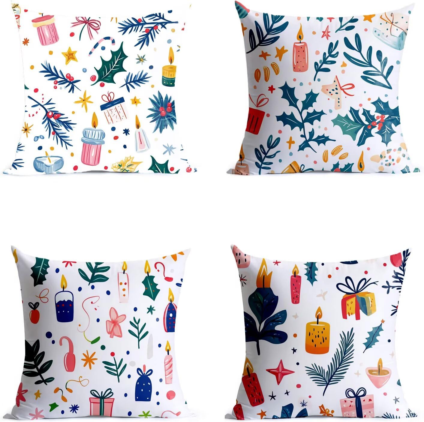 Poszewka na poduszkę na rośliny 65x65 cm zestaw 4 sztuk, dwustronna poszewka na poduszkę z nadrukiem zewnętrznym, wodoodporna poszewka na poduszkę niewidoczny zamek błyskawiczny do dekoracji sofy