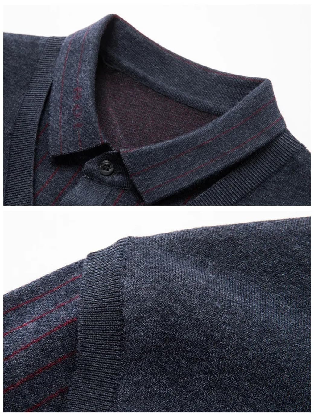 Polo da uomo a righe morbide tinta unita manica lunga business calda vestibilità ampia camicia casual