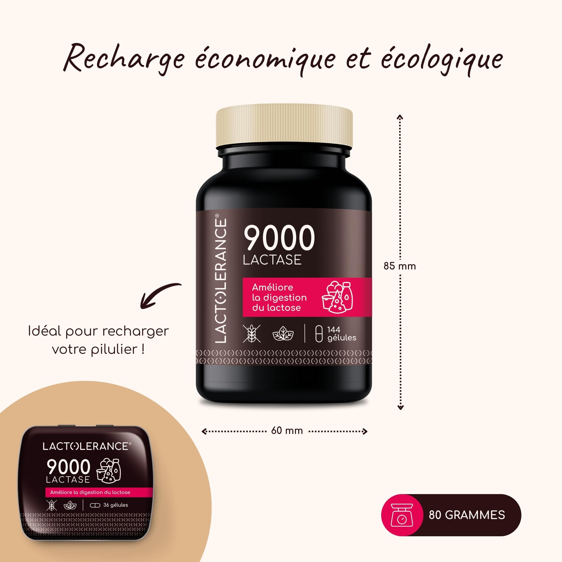 Lactase 9000 FCC Enzymes Digestives 144 Gélules - Complément Alimentaire Intolérance Lactose