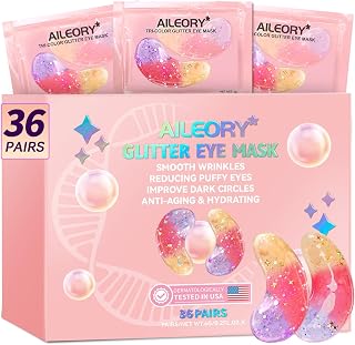 Under Eye Patches (36 Pairs) - New Tri-color Glitter Eye Gel Pads for Dark Circles Puffy Eyes,Under eye Bags,Wrinkles|Natural Collagen Under Eye Mask Patches, Gel Under Eye Patches