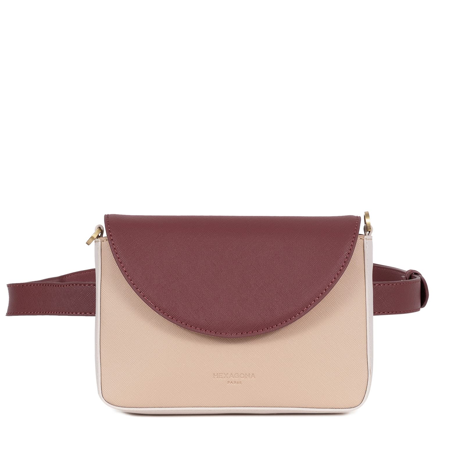 HexagonaEileen, Women’s Hexagona Paris Convertible Bag Eileen Collection Blackcurrant / Multicolor in Saffiano Grain Synthetic Transform Worn Handbag Small Bag, Cassis / Multicolore, 646506-6350-TU