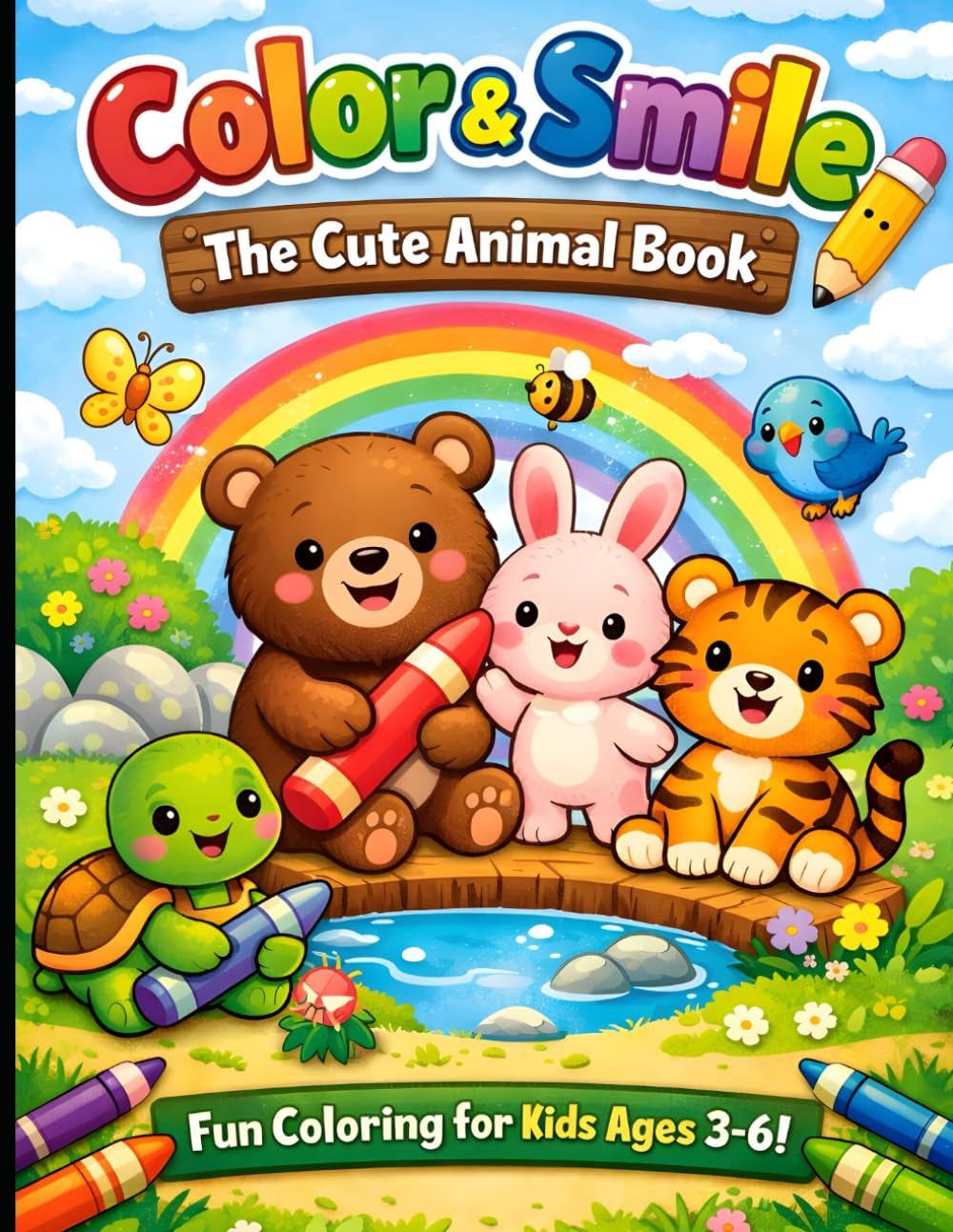 Color & Smile: The Cute Animal Book: Cute & Easy Animals with Bold Lines for Toddlers and Preschoolers | Fun Learning Activity Book for Boys & Girls