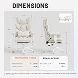 Dowinx Chaise Ergonomique Gaming et Bureau – Coussin à Ressorts ensachés, Dossier Double Couche Souple, accoudoirs réglables, Soutien Lombaire, Repose-Pieds (PU Blanc) - 8