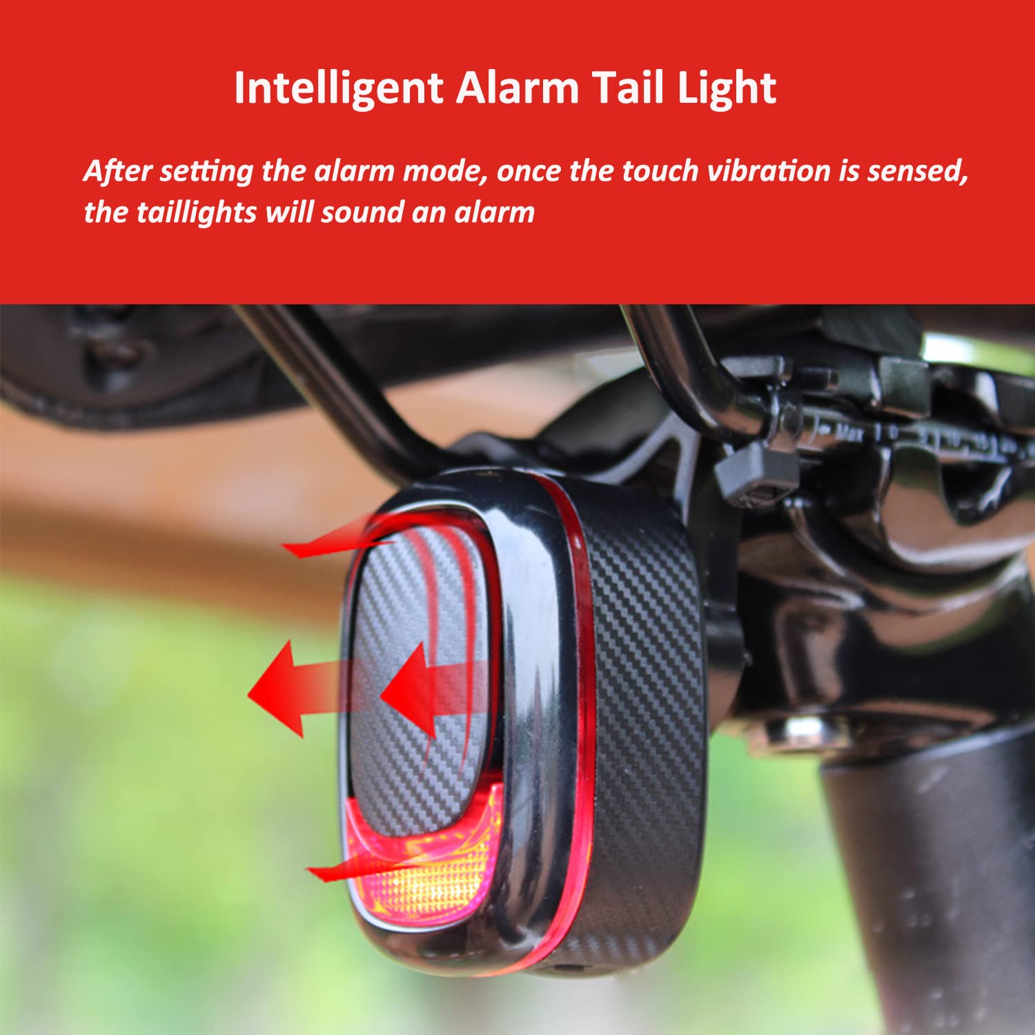 Feu Arrière Vélo Intelligent Rechargeable - Alarme, Détection Freinage, étanche IP65 | Sécurité Renforcée, Visibilité 180° - 8