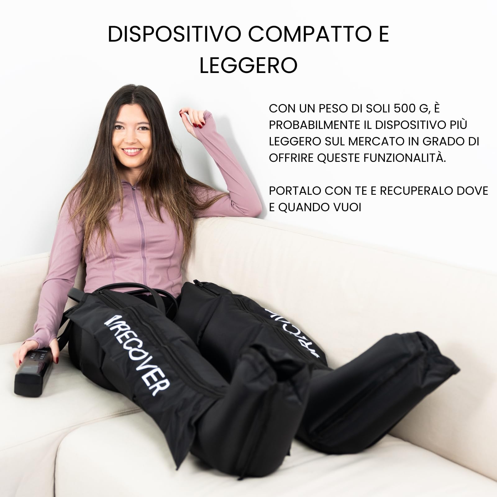 Pressoterapia Linfodrenaggio per Gambe e Piedi, Compressione d’Aria con 4 Camere, 6 Modalità, 9 Livelli di Pressione, 40–200 mmHg, Massaggio Compressivo per Relax e Gambe Stanche (S:155–169 cm)