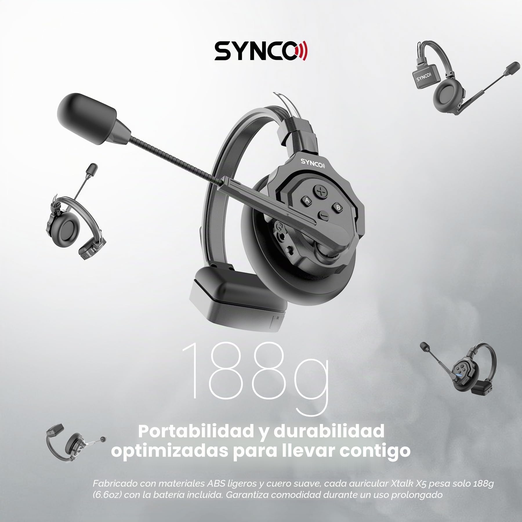 SYNCO XTalk X5 2.4GHz Sistema de intercomunicación inalámbrica con Auriculares Diseño de Dispositivos Maestros aleatorios (5PCS)