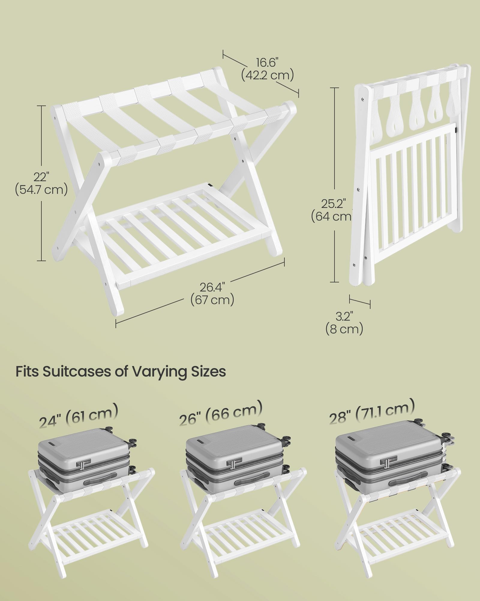 Amazon.com: SONGMICS Solid Wood Luggage Racks, Set of 2, No