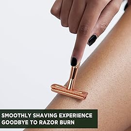 ZOMCHI Safety Razor for Men&Women with 5 Double Edge Safety Razor Blades, Double Edge Razor, Reusable Razor, Plastic Free - Rose Gold