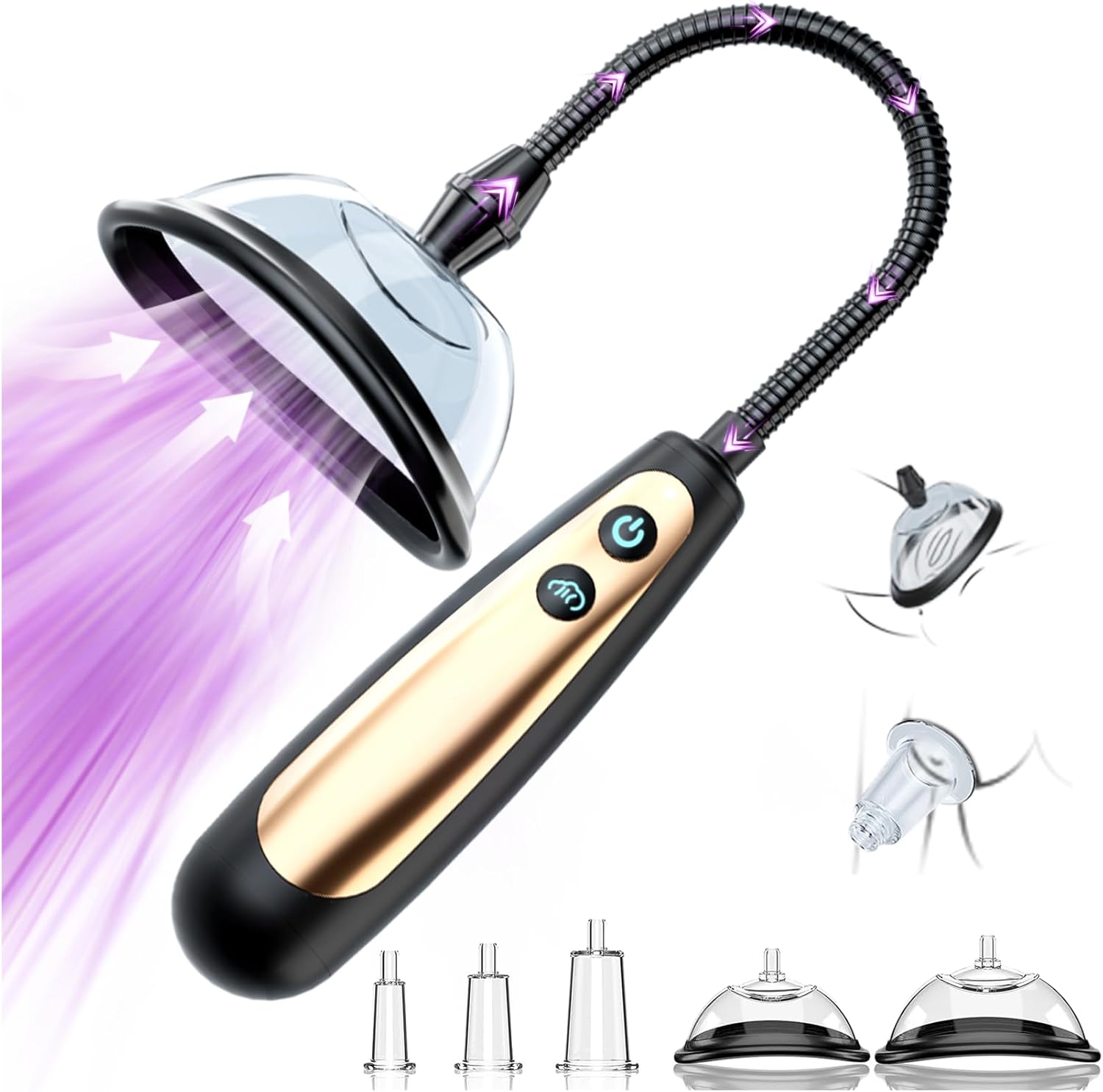 Pussy Pump Adult Sex Toys - Adult Toys Nipple Pussy Sucking Toys Vagina Pump Sex Toys for Women, 3 in 1 Female Sex Toy Automatic Vacuum Clit Sucker with 2 Suction Modes, 5 Cup Included