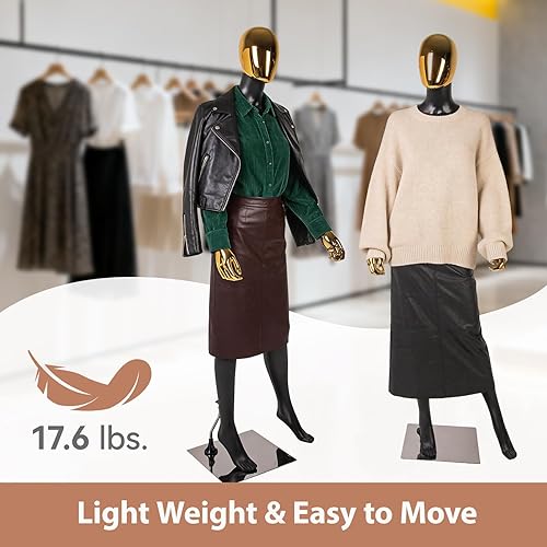 Miniatura 7 de Kinfant Maniquí femenino de cuerpo completo, elegante maniquí femenino alto con base de metal estable, pantalla de forma de vestido de manne quin