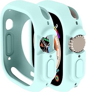 V VOLT Sport Design Hard Case 49mm with Screen Protector, Hard PC Tempered Glass Protective Cover (Turquoise)