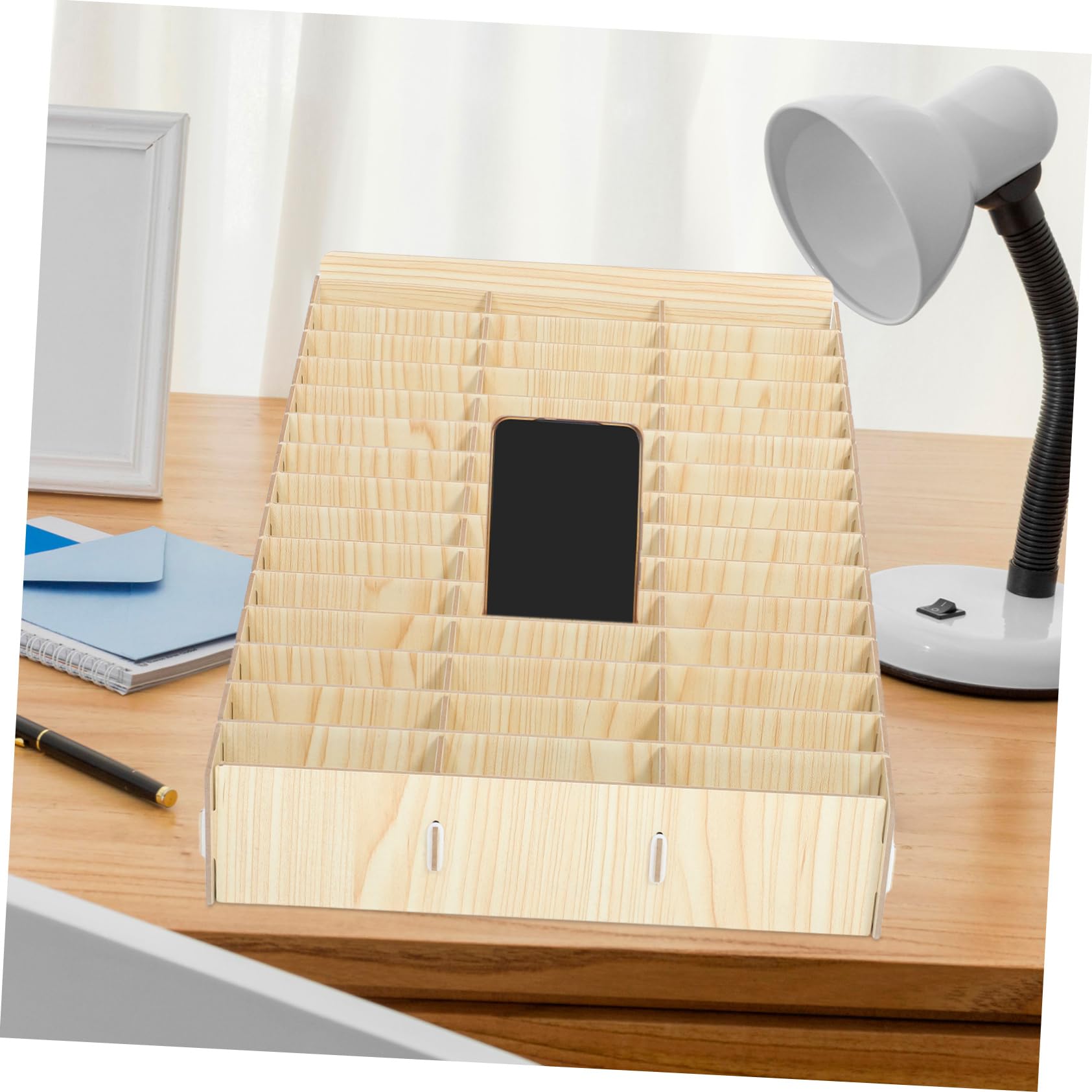 Scatola Organizer Facile Assemblaggio 45 Scomparti Multifunzione in Legno D'acero Decorazioni Scuola per Cellulare per Ufficio e Aula