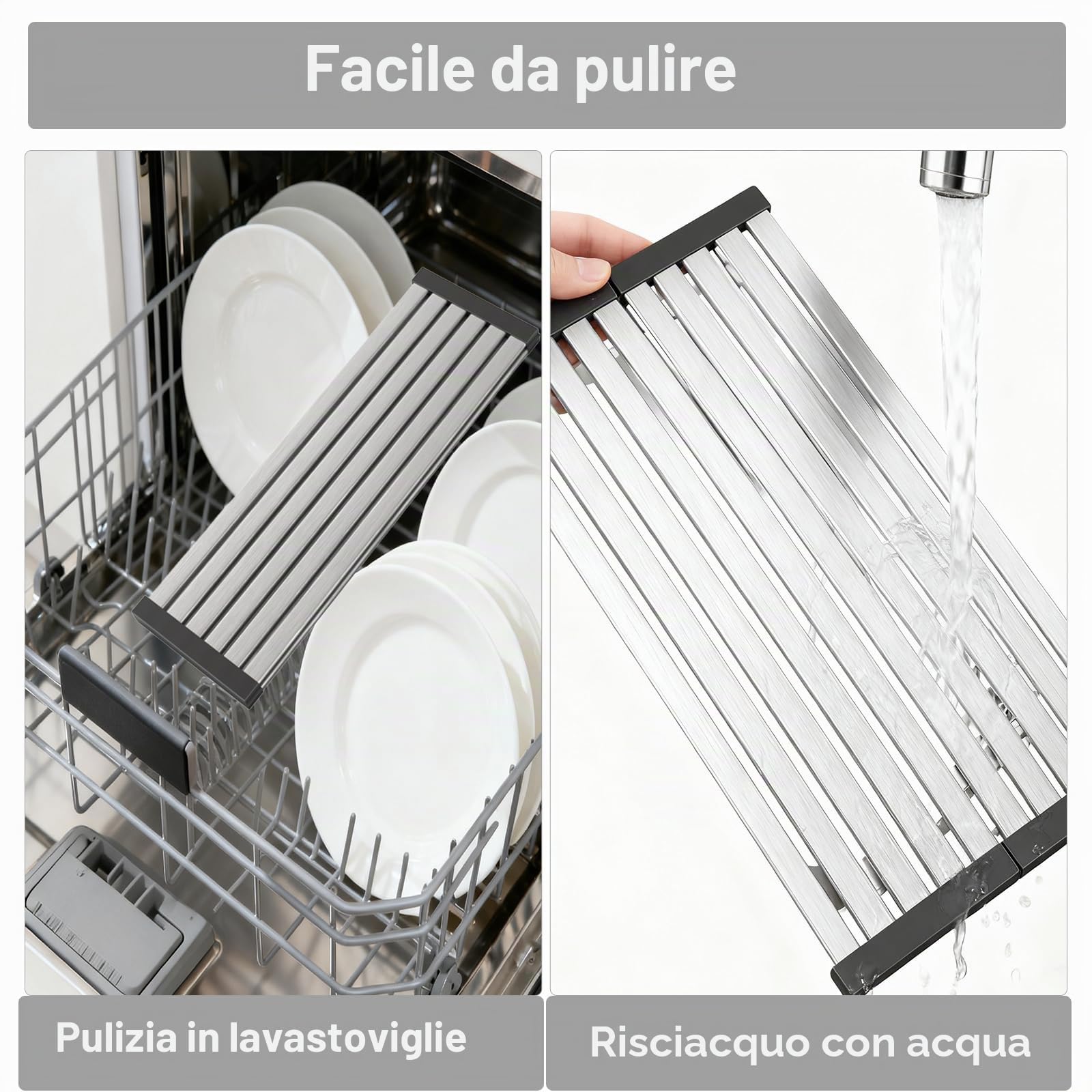 Scolapiatti Pieghevoli per Lavello in Acciaio Inox 17,7x12 Pollici: La Soluzione Perfetta per il Tuo Spazio Culinario